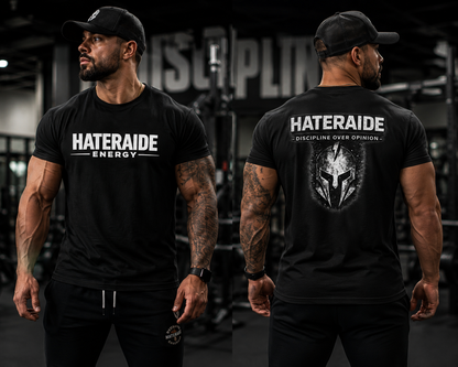 Men's Gym T-Shirt – Discipline Over Opinion | HaterAide Energy