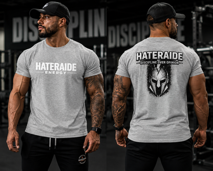 Men's Gym T-Shirt – Discipline Over Opinion | HaterAide Energy