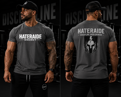 Men's Gym T-Shirt – Discipline Over Opinion | HaterAide Energy